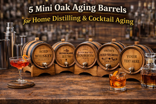 5 Mini Oak Aging Barrels for Home Distilling & Cocktail Aging