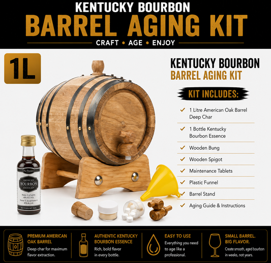 1L Kentucky Bourbon Barrel Aging Kit with one bottle of bourbon essence