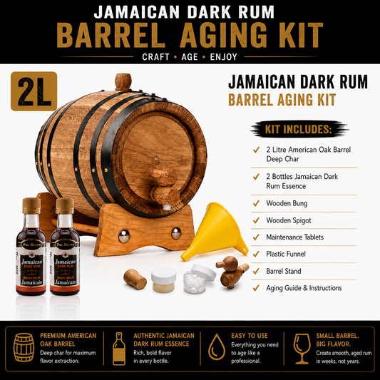 2L Jamaican Dark Rum Barrel Aging Kit with two bottles of essence