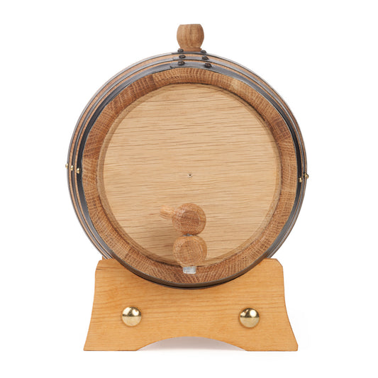 Urban Barrel 3 litre Gator oak aging barrel with wooden spigot front view