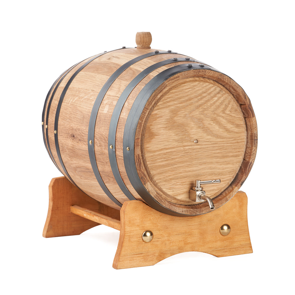 Handcrafted thick-stave Gator oak aging barrel