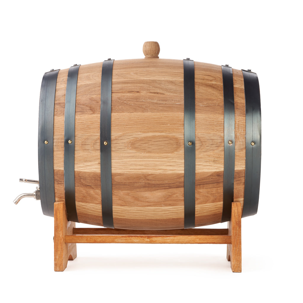 3 litre Gator oak aging barrel on wooden stand
